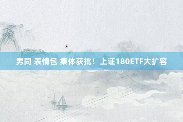 男同 表情包 集体获批！上证180ETF大扩容