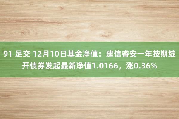 91 足交 12月10日基金净值：建信睿安一年按期绽开债券发起最新净值1.0166，涨0.36%