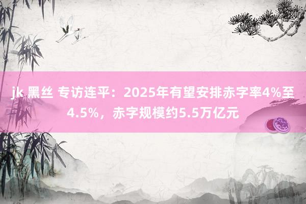 jk 黑丝 专访连平：2025年有望安排赤字率4%至4.5%，赤字规模约5.5万亿元