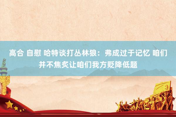 高合 自慰 哈特谈打丛林狼：弗成过于记忆 咱们并不焦炙让咱们我方贬降低题