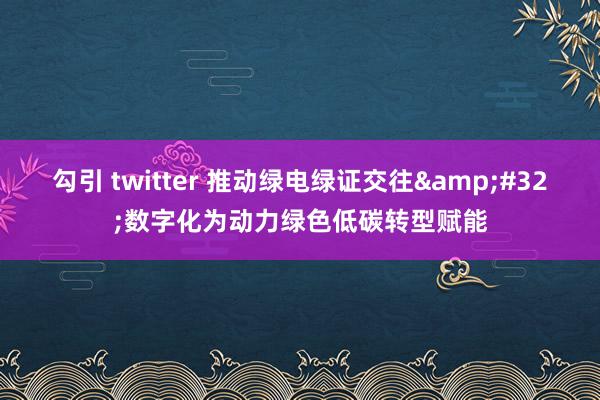 勾引 twitter 推动绿电绿证交往&#32;数字化为动力绿色低碳转型赋能