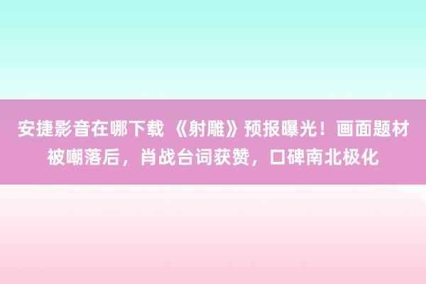 安捷影音在哪下载 《射雕》预报曝光！画面题材被嘲落后，肖战台词获赞，口碑南北极化