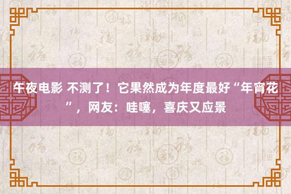 午夜电影 不测了！它果然成为年度最好“年宵花”，网友：哇噻，喜庆又应景