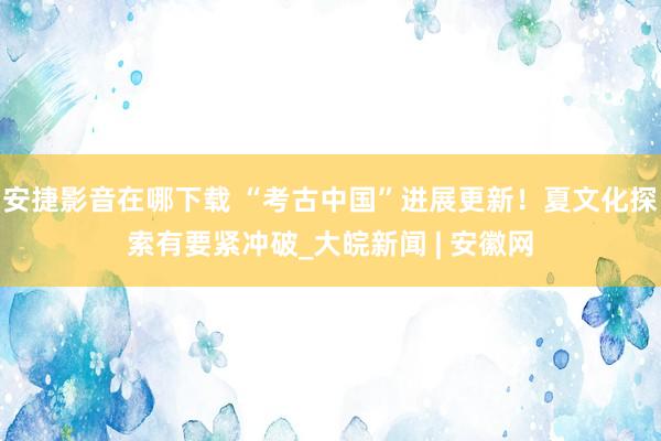 安捷影音在哪下载 “考古中国”进展更新！夏文化探索有要紧冲破_大皖新闻 | 安徽网