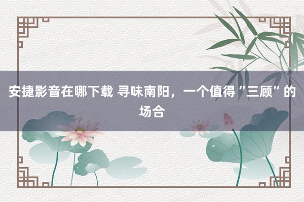 安捷影音在哪下载 寻味南阳，一个值得“三顾”的场合
