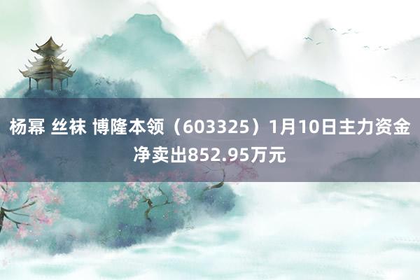 杨幂 丝袜 博隆本领（603325）1月10日主力资金净卖出852.95万元