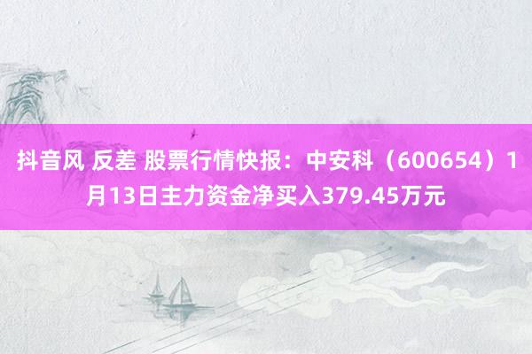 抖音风 反差 股票行情快报：中安科（600654）1月13日主力资金净买入379.45万元