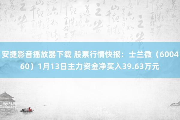 安捷影音播放器下载 股票行情快报：士兰微（600460）1月13日主力资金净买入39.63万元