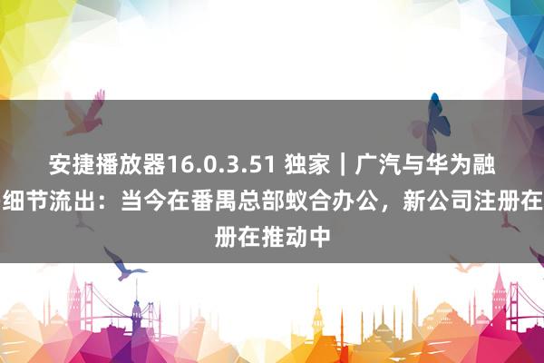 安捷播放器16.0.3.51 独家｜广汽与华为融合更多细节流出：当今在番禺总部蚁合办公，新公司注册在推动中