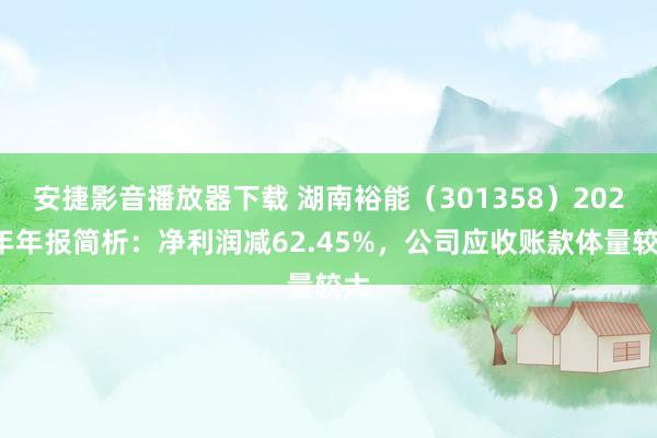 安捷影音播放器下载 湖南裕能（301358）2024年年报简析：净利润减62.45%，公司应收账款体量较大