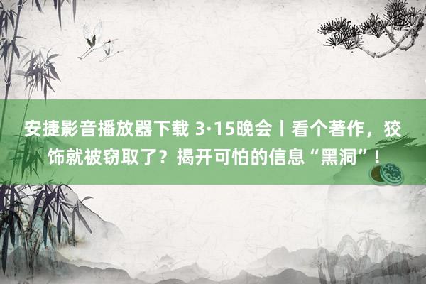 安捷影音播放器下载 3·15晚会丨看个著作，狡饰就被窃取了？揭开可怕的信息“黑洞”！
