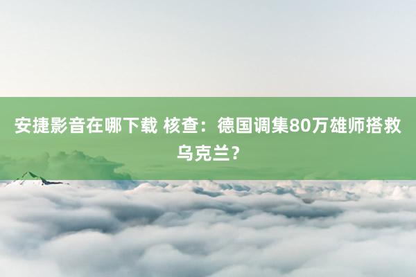 安捷影音在哪下载 核查：德国调集80万雄师搭救乌克兰？