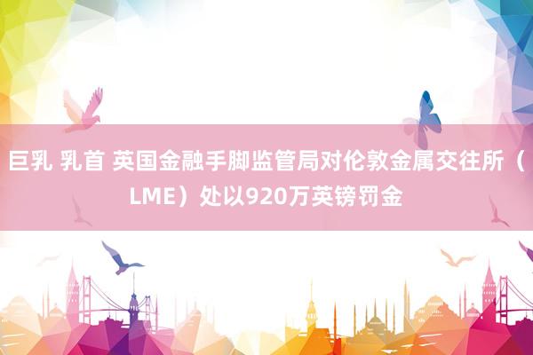 巨乳 乳首 英国金融手脚监管局对伦敦金属交往所（LME）处以920万英镑罚金