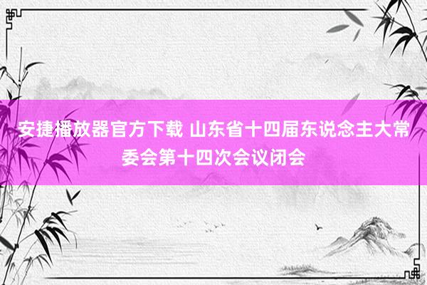 安捷播放器官方下载 山东省十四届东说念主大常委会第十四次会议闭会