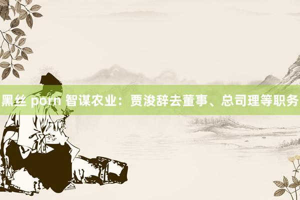 黑丝 porn 智谋农业：贾浚辞去董事、总司理等职务
