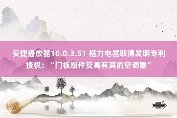 安捷播放器16.0.3.51 格力电器取得发明专利授权：“门板组件及具有其的空调器”