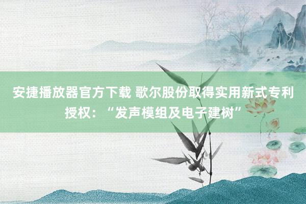 安捷播放器官方下载 歌尔股份取得实用新式专利授权：“发声模组及电子建树”