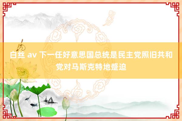 白丝 av 下一任好意思国总统是民主党照旧共和党对马斯克特地蹙迫