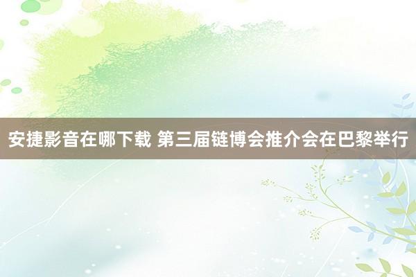 安捷影音在哪下载 第三届链博会推介会在巴黎举行