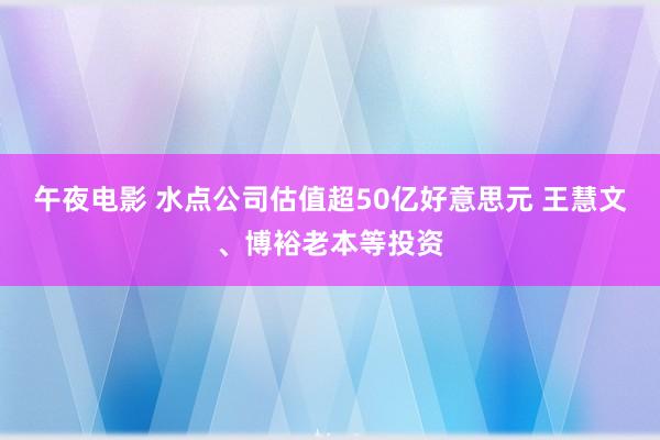 午夜电影 水点公司估值超50亿好意思元 王慧文、博裕老本等投资