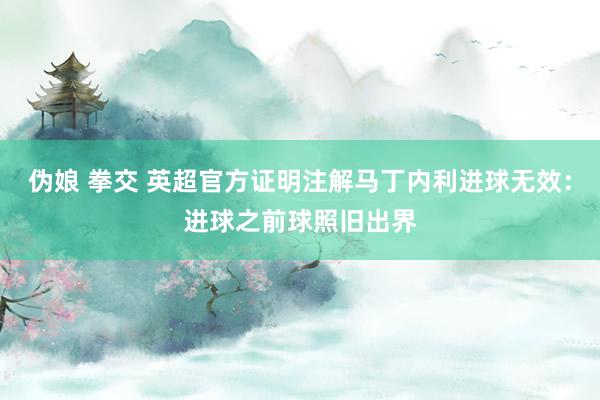 伪娘 拳交 英超官方证明注解马丁内利进球无效：进球之前球照旧出界