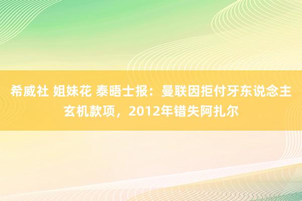 希威社 姐妹花 泰晤士报：曼联因拒付牙东说念主玄机款项，2012年错失阿扎尔