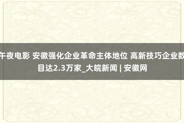 午夜电影 安徽强化企业革命主体地位 高新技巧企业数目达2.3万家_大皖新闻 | 安徽网
